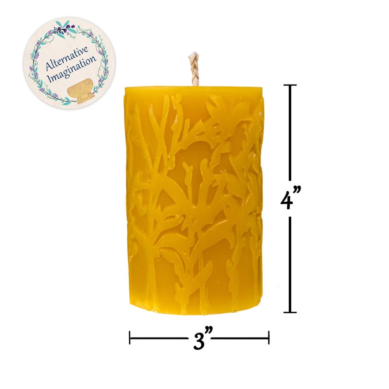 Alternative Imagination Wild Meadow Beeswax Candle - 100% Pure Beeswax, Natural Pillar Candles - 40 Hour Long Burn, 3x4 Inch - Unscented, Smokeless, Dripless - Alternative Imagination - Image 5
